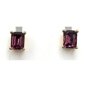 Emerald Cut Purple Stone Stud Earrings In 14kt Gold Plated Mounting
